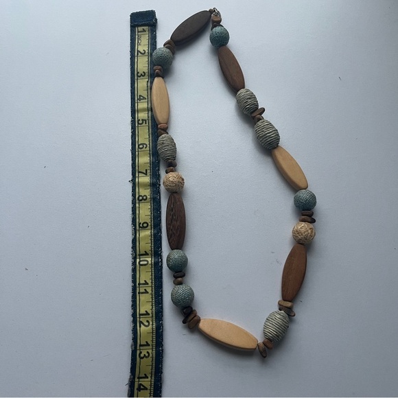 Fossil Vintage Ethnic Tribal Wooden Beaded Necklace Green Brown - Picture 6 of 6